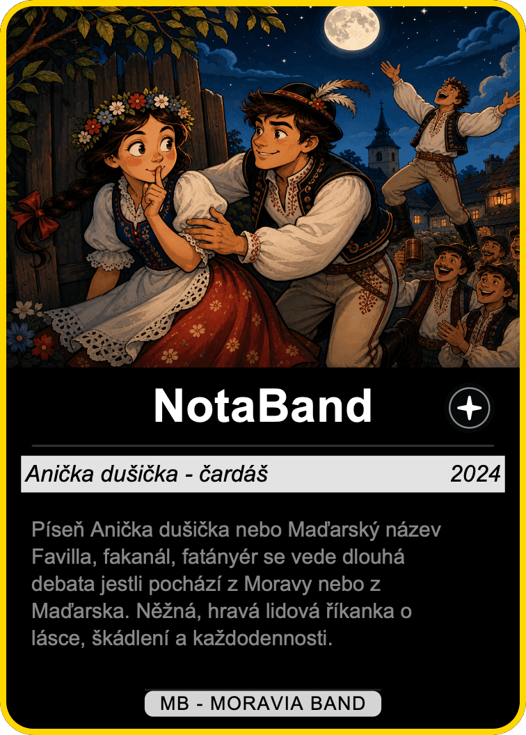 Ukázková karta MusCard — NotaBand, Anička dušička / čardáš (2024)